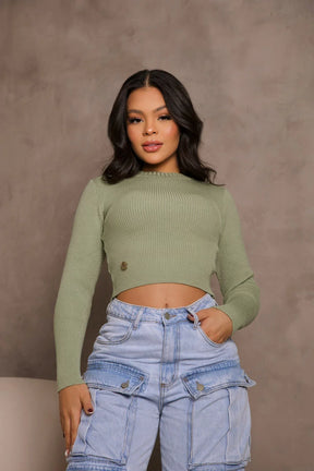 Blusa Tricot Gola Alta LR