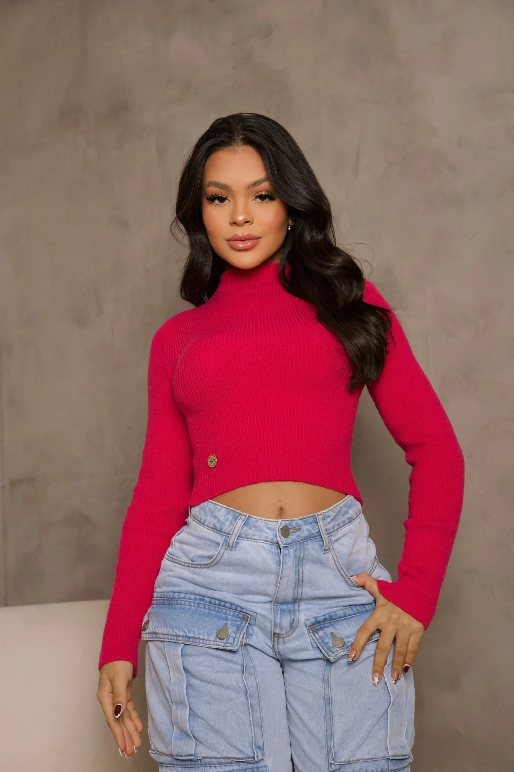 Blusa Tricot Gola Alta LR